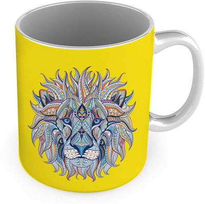 

Home India Exclusive Lion Design Print Delightful Coffee 558 Ceramic Mug(300 ml), Yellow