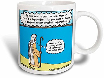 

3dRose Moses Tolerates God S Humor Ceramic, 11 oz, White Ceramic Mug(60 ml), Multicolor