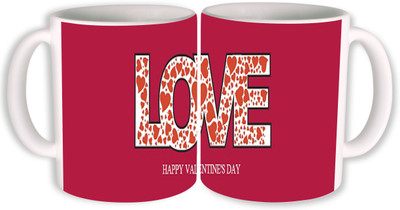 

PhotogiftsIndia Happy Valentine Day With Love 02 Ceramic Mug(325 ml, Pack of 2), Multicolor