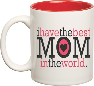 

Huppme I Have The Best Mom Inner Red Ceramic Mug(350 ml), Red;white