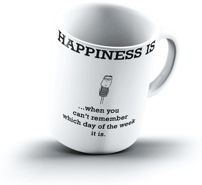 

Ucard Happiness Is1175 Bone China, Ceramic, Porcelain Mug(325 ml), Multicolor