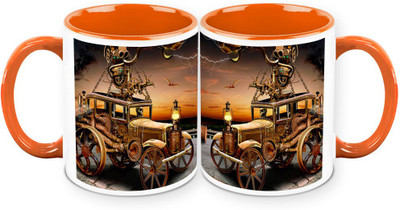 

Homesogood The Early Life Of Automobile Ceramic Mug(325 ml, Pack of 2)