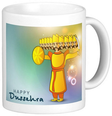 

Exoctic Silver Happy Durga Puja Dushera Navratra 05 Ceramic Mug(300 ml), Multicolor