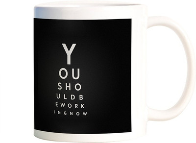 

Rangeele Inkers WORK Now Ceramic Mug(300 ml), Multicolor