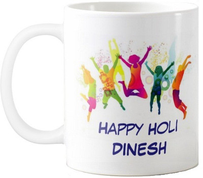 

Exoctic Silver Happy Holi Dinesh Series001 Ceramic Mug(330 ml), Multicolor