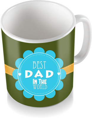 

SKY TRENDS Best Dad In The World With Flower Sky Blue Gifts For Father's Day Ceramic Coffee Ceramic Mug(3.2 ml), White