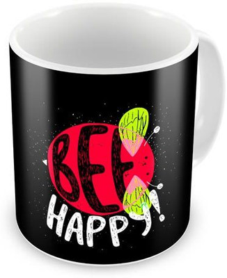 

ME&YOU Motivational Inspirational Morning Business Life Quote - Black - Bee Happy Coffee, 12 Oz, Perfect for Coffee and Tea Lovers - Great Cup for Him or Her At Home or Office Ceramic Mug(0.35 ml), White