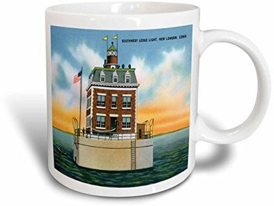 

3dRose Southwest Ledge Light, New London, Connecticut. Lighthouse Ceramic, 15 oz, White Ceramic Mug(60 ml), Multicolor