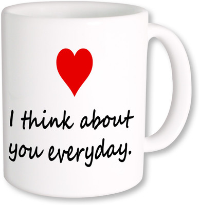 

PhotogiftsIndia I Think about you Ceramic Mug(325 ml), Multicolor