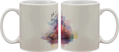 

Artifa Life Is Like Riding A Bicycle Porcelain, Ceramic Mug(350 ml), Multicolor