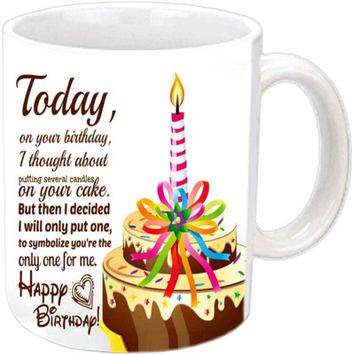 

Raj Laxmi b'day cake qoute white Ceramic Mug(350 ml)
