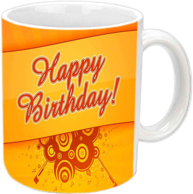 

Raj Laxmi yellow shades white Ceramic Mug(350 ml)