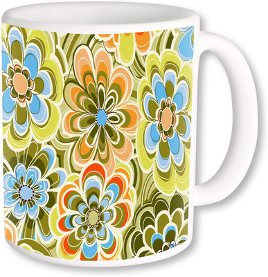 

Heyworlds gifts for flower design Ceramic Mug(325 ml), Multicolor
