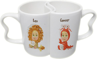 

Ucard Leo and Cancer Zodiac Sign Valentines Day Couple Bone China, Ceramic, Porcelain Mug(325 ml), Multicolor