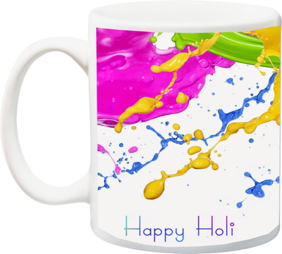 

ME&YOU Gift for Holi;Happy Holi colorfull 3D printed Ceramic Mug(325 ml), Multicolor