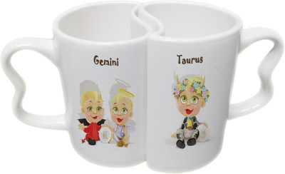 

Ucard Gemini and Taurus Zodiac Sign Valentines Day Couple Bone China, Ceramic, Porcelain Mug(325 ml), Multicolor