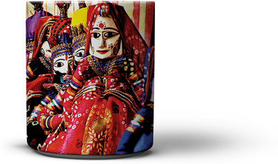 

The Nodding Head Kathputli (Puppet) Dance Coffee Ceramic Mug(300 ml), Multicolor