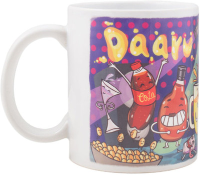 

Chumbak Daaru Party Ceramic Mug(300 ml), White