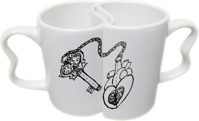 

Ucard Valentines Day Love Key Couple Bone China, Ceramic, Porcelain Mug(325 ml), Multicolor