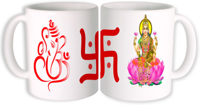 

PhotogiftsIndia ganesh lakshmi 001 Ceramic Mug(350 ml, Pack of 2), Multicolor