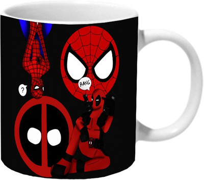 

Mooch Wale Spider Man And Deadpool Ceramic Mug(325 ml), Multicolor