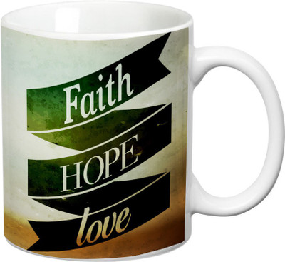

Prithish Faith Hope Love Ceramic Mug(330 ml), Multicolor