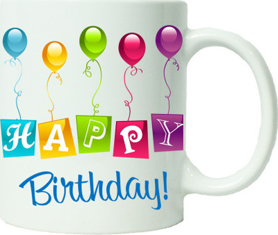 

Maison N Mode Happy Birth Day 5 Ballon Coffee Ceramic Mug(330 ml), Multicolor