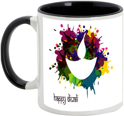 

AllUPrints Gifts For Deepawali - Have A Colorful And Cheerful Diwali Ceramic Mug(325 ml), Black