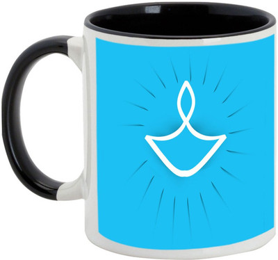 

AllUPrints Gifts For Diwali - Glow Like Deepak On Deepawali Ceramic Mug(325 ml), Black
