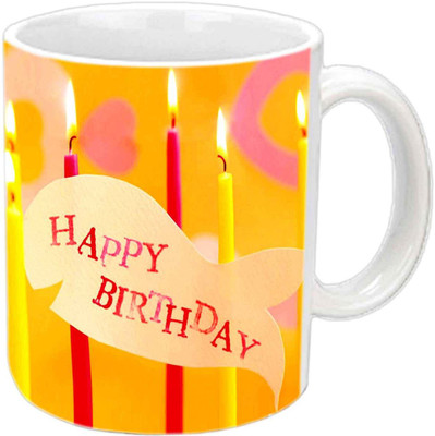 

Raj Laxmi candle whale b'day white Ceramic Mug(350 ml)