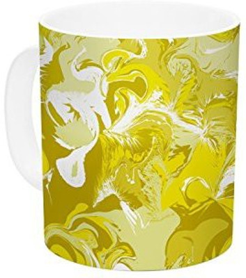 

Kess InHouse InHouse Anneline Sophia Marbleized in Gold Yellow Ceramic Coffee, 11 oz, Multicolor Ceramic Mug(60 ml)