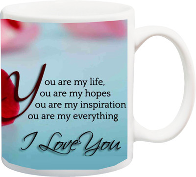 

ME&YOU Gift for Husband,Wife,Boyfriend,Girlfriend; You are My Life Printed Ceramic Mug(325 ml), Multicolor