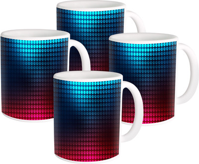 

Heyworlds Gifts for pattern Design set of six 115 Ceramic Mug(325 ml, Pack of 4), Multicolor