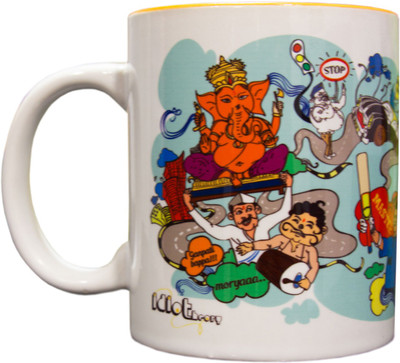 

Idiot Theory Aamchi Mumbai Ceramic Mug(350 ml), Orange
