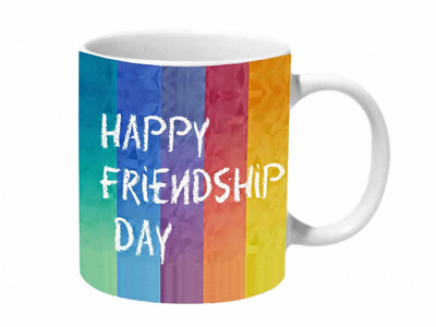 

Mooch Wale Happy Friendship Day Colorful Ceramic Mug(325 ml), Multicolor