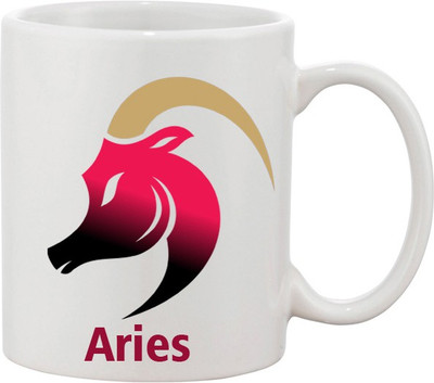 

Ashvah Aries Ceramic Mug(350 ml), Multicolor