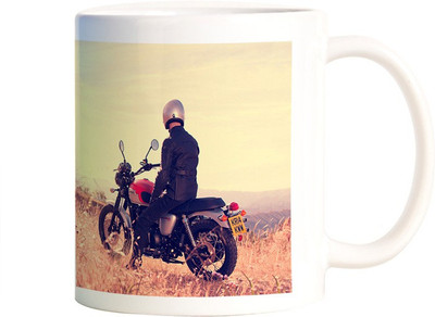 

Rangeele Inkers Bike Travel Ceramic Mug(300 ml), Multicolor