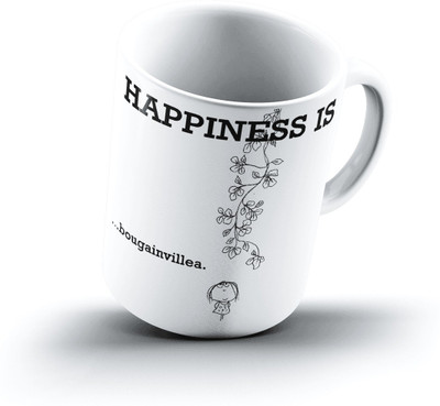 

Ucard Happiness Is2376 Bone China, Ceramic, Porcelain Mug(325 ml), Multicolor