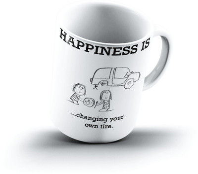 

Ucard Happiness Is1153 Bone China, Ceramic, Porcelain Mug(325 ml), Multicolor