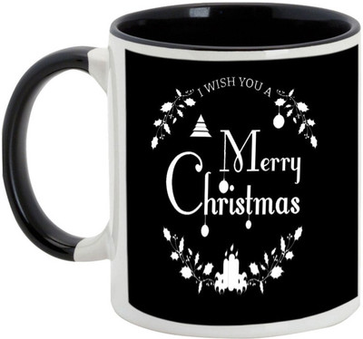 

AllUPrints I Wish You Merry Christmas Ceramic Mug(325 ml), Black