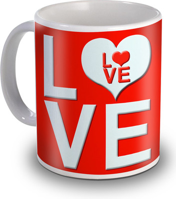 

SKY TRENDS Love With Heart Symbol Gift For Valentine's Ceramic Mug(350 ml), White