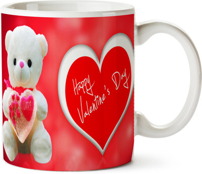

Pentagraphics Teddy Love Valentines Day Ceramic Mug(300 ml), Multicolor