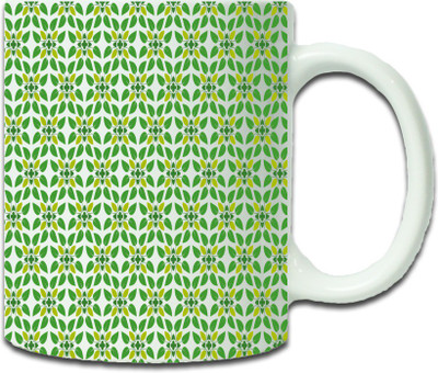 

Maison N Mode Green Flower Pattern Coffee Ceramic Mug(330 ml), Multicolor