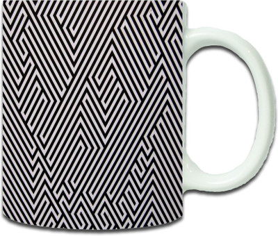 

Maison N Mode Black Wh Pattern Coffee Ceramic Mug(330 ml), Multicolor