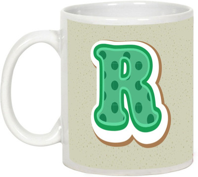 

AllUPrints Colorful Alphabet Letters "R" Ceramic Mug(325 ml), White