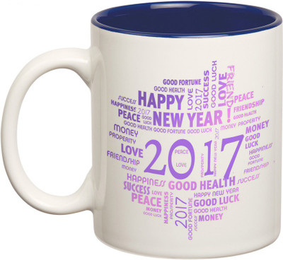 

Prithish New Year Design 12 Double Color Ceramic Mug(330 ml), Multicolor