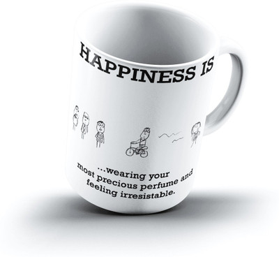 

Ucard Happiness Is2238 Bone China, Ceramic, Porcelain Mug(325 ml), Multicolor