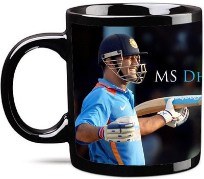 

BigIdea Indian Cricket Player Ceramic Mug(350 ml), Black