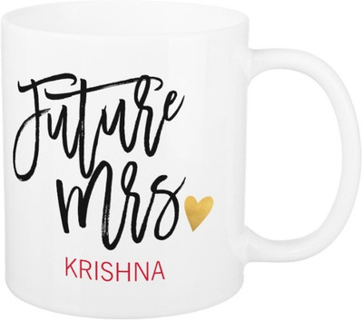 

Exoctic Silver Future Mrs.Krishna Ceramic Mug(325 ml), Black;red