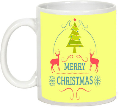 

AllUPrints Hovering Christmas Gifts Ceramic Mug(325 ml), White